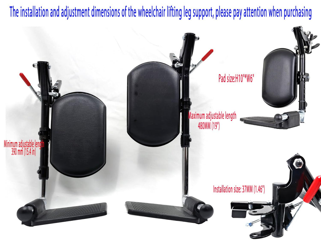 Wheelchair Elevating Leg Rests with Padded Calf Pad and Composite Footplates, 1 Pair E4480