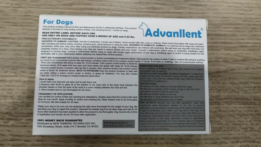 Flea and Tick Prevention for Dogs 6 Doses H737