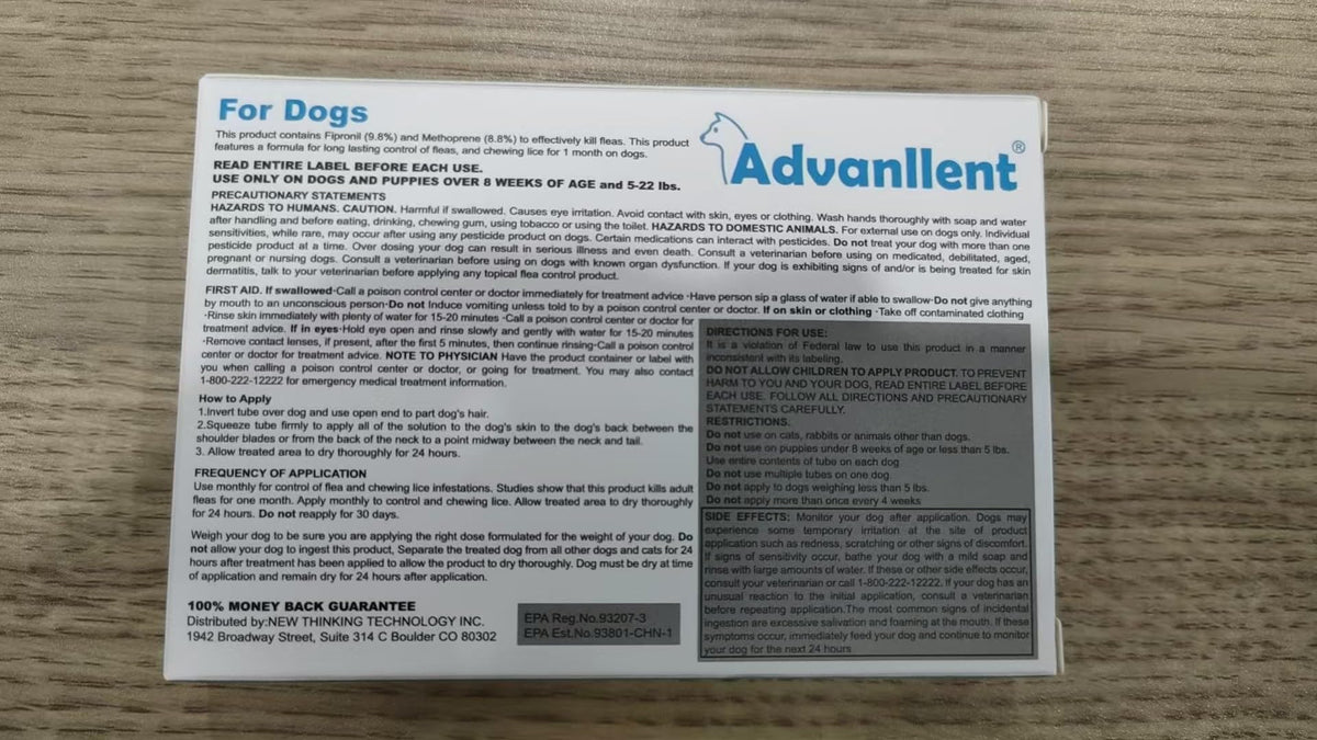 Flea and Tick Prevention for Dogs 6 Doses H737