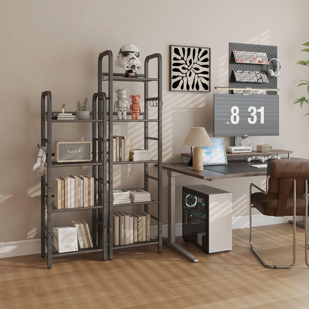 5 Tier Black Metal Bookshelf I397