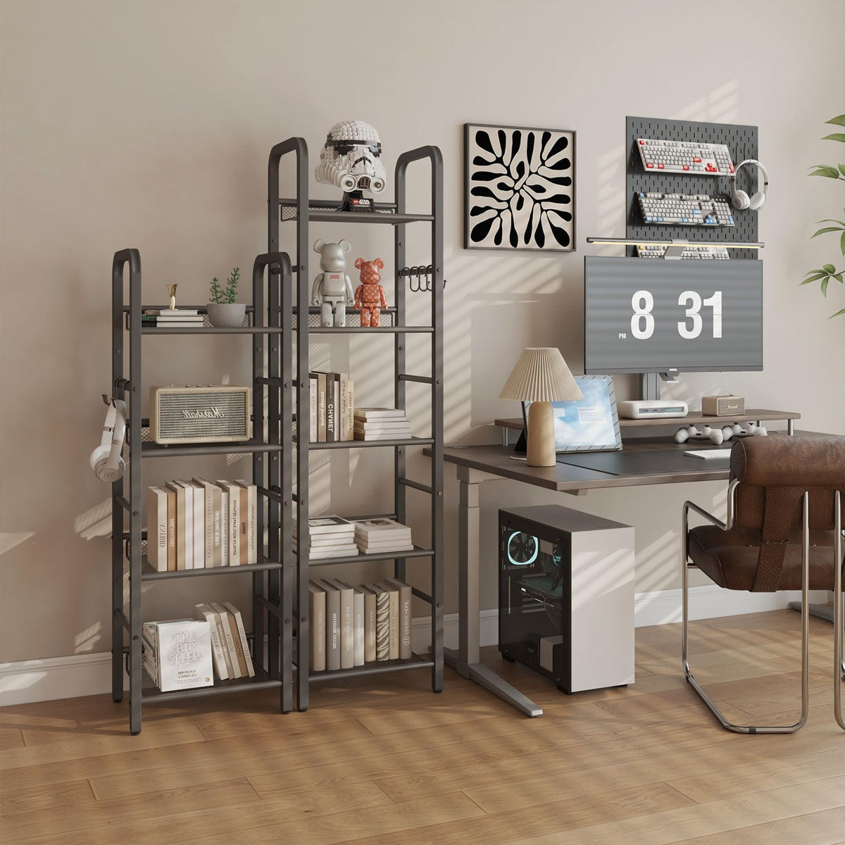 5 Tier Black Metal Bookshelf I397