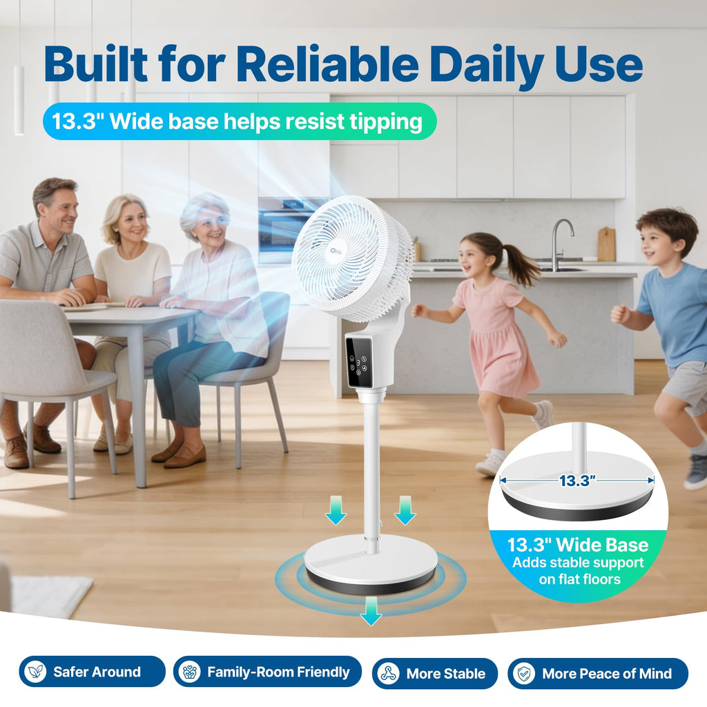 Oscillating Fan, 360° Air Circulator Pedestal Fan, 43.3” Adjustable Height P787233