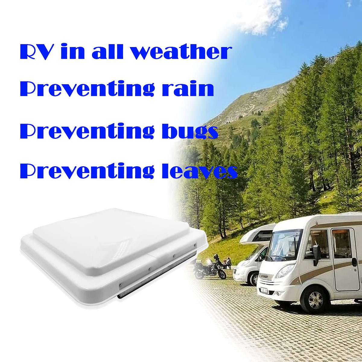 White 2Pcs 14" x 14" RV Roof Vent Lid Cover C422611