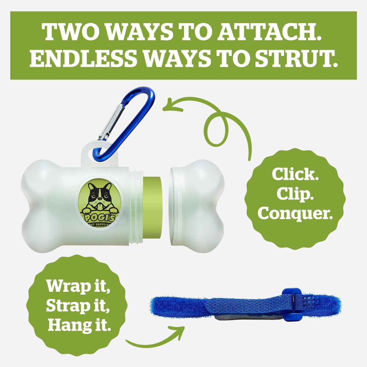 Dog Poop Bag Holder & Dispenser with 15 Unscented Bags S519179