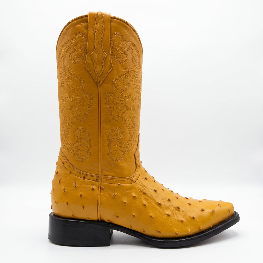 Mens Leather Cowboy Boots Embossed Ostrich Quill Print U166