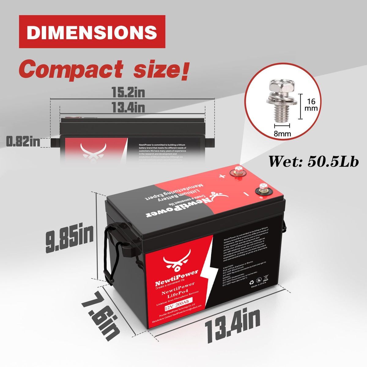 12V 200Ah Lithium LiFePO4 Battery with 150A BMS T731288