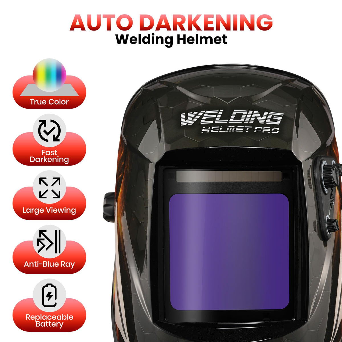 Auto Darkening True Color Solar Powered Welding Helmet H25843