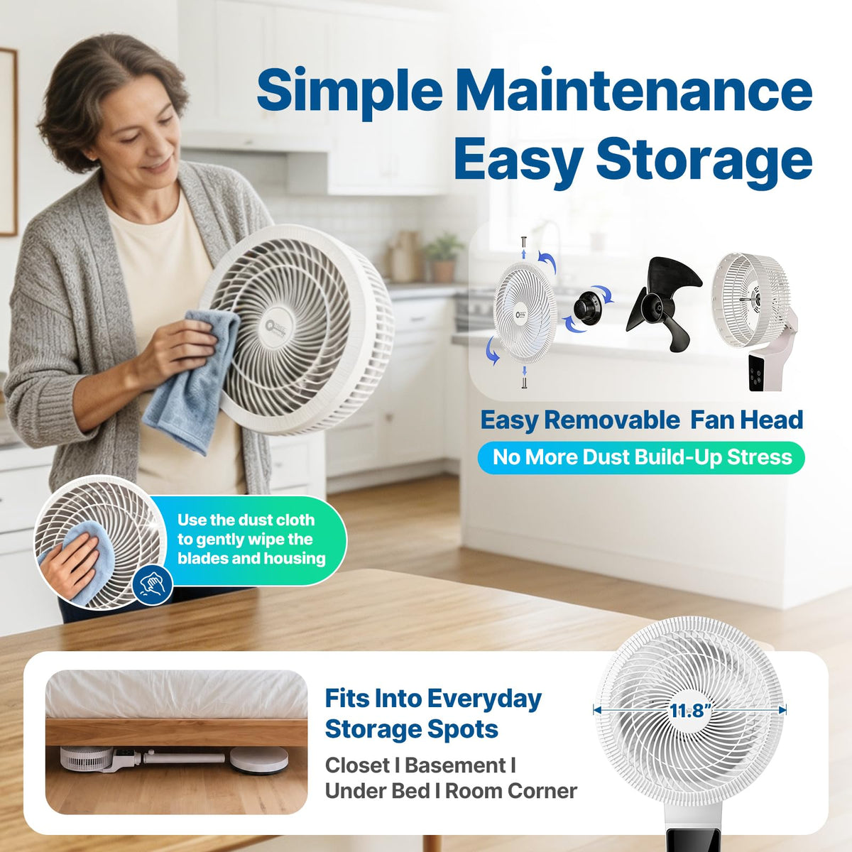 Oscillating Fan, 360° Air Circulator Pedestal Fan, 43.3” Adjustable Height P787233