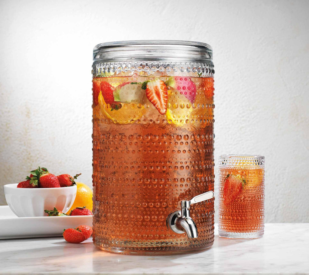 2 Gallon Clear Glass Beverage Dispenser with Stainless Steel Spigot C510