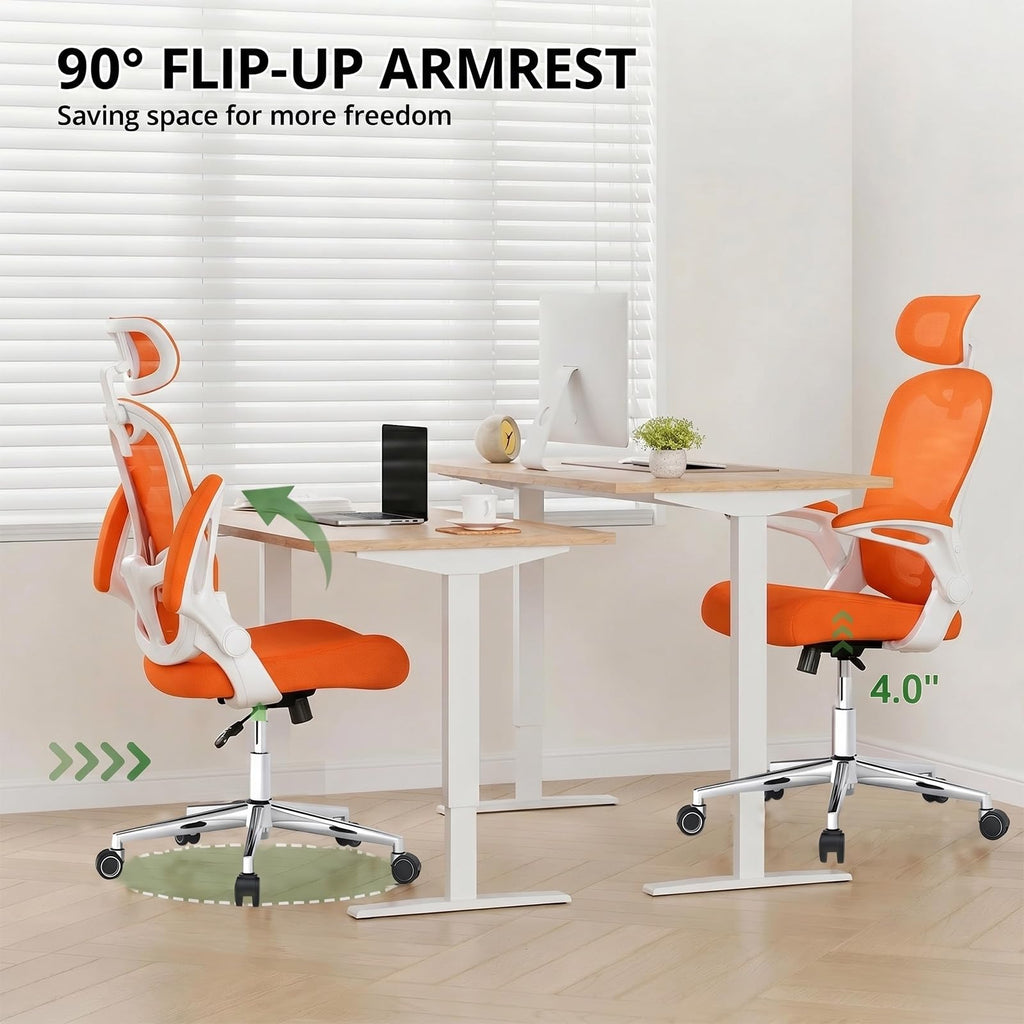 Ergonomic Breathable Mesh Office Chair with Flip-Up Arms B8016