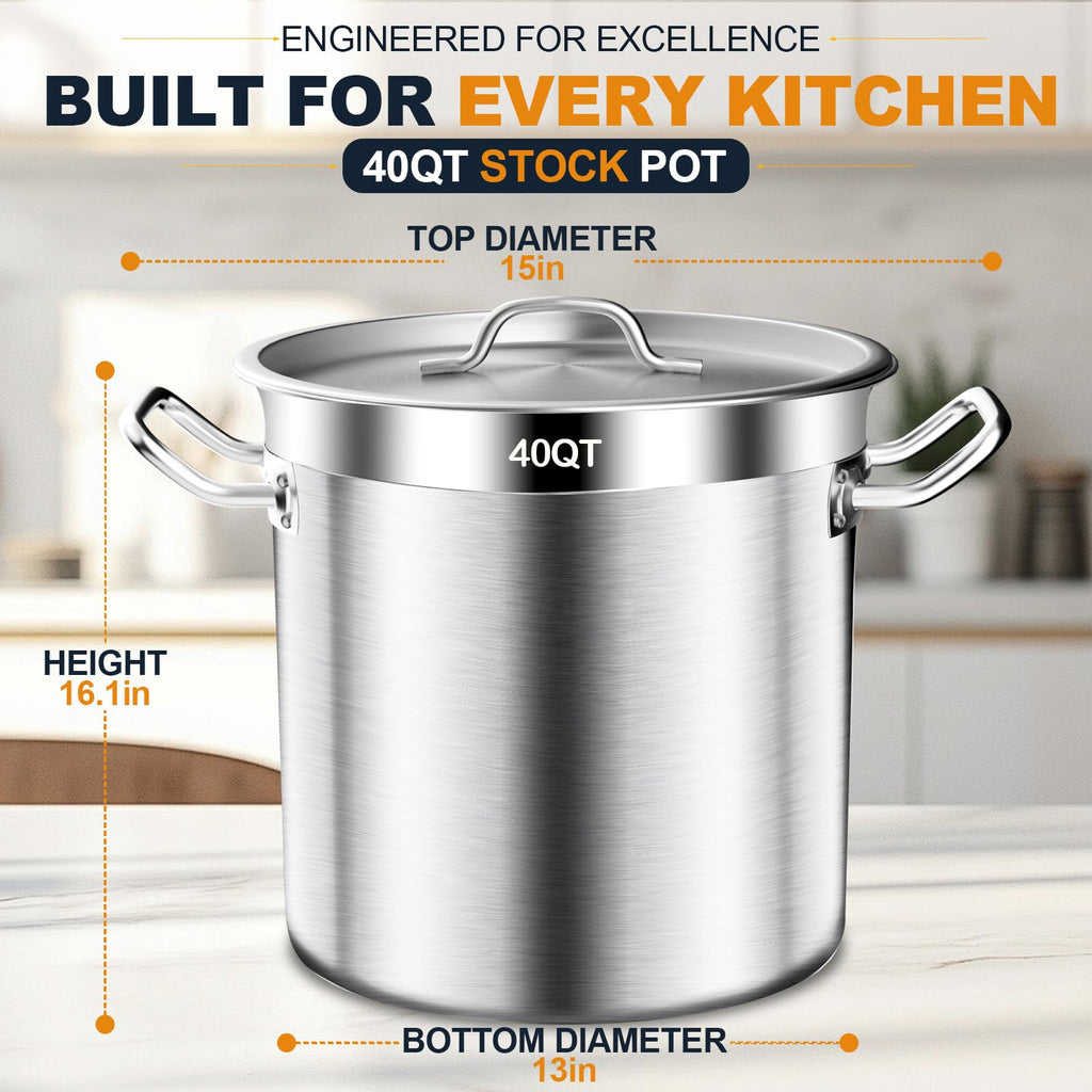 40 Quart Stainless Steel Stock Pot with Lid C674