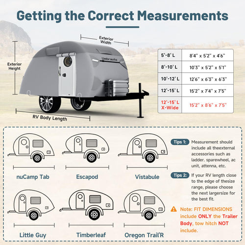 12-15 Camper 7 Layers Waterproof Teardrop Trailer Cover Y231