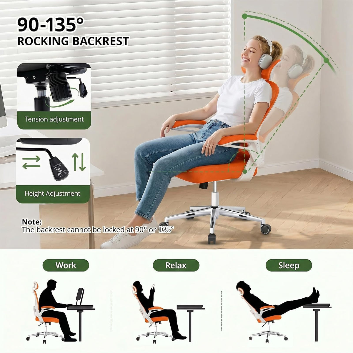 Ergonomic Breathable Mesh Office Chair with Flip-Up Arms B8016
