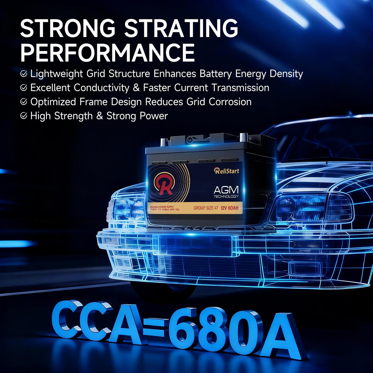 12V 60Ah 680CCA Automotive Battery N223