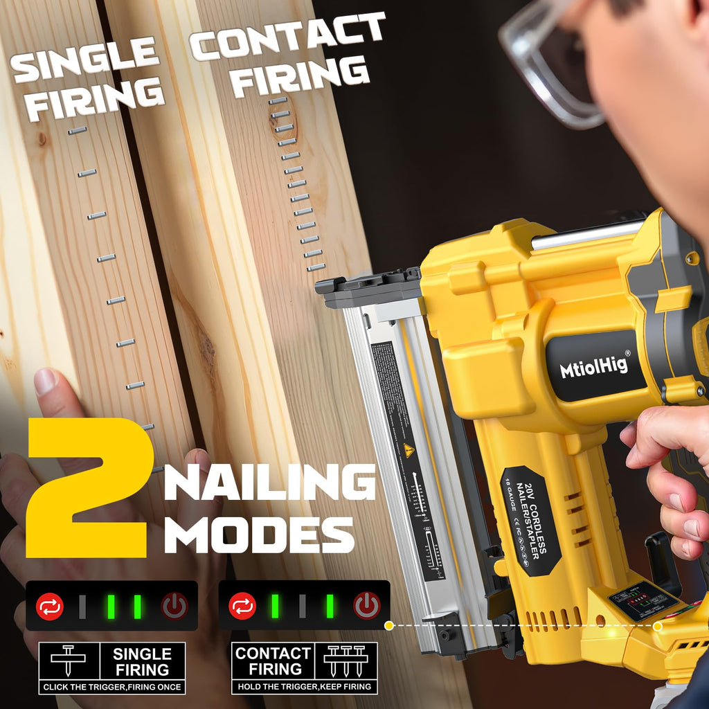 Cordless 2" Brad Nailer, 18 Gauge 2-in-1 Nail Gun/Staple Gun R339