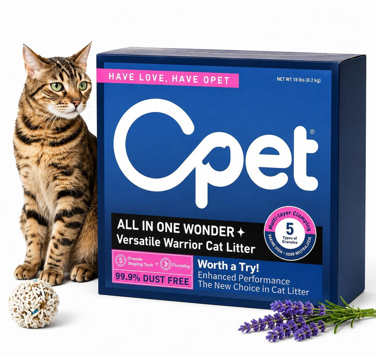 Tofu & Bentonite Mixed Cat Litter 18LB Lavender Scented Clumping Q59890