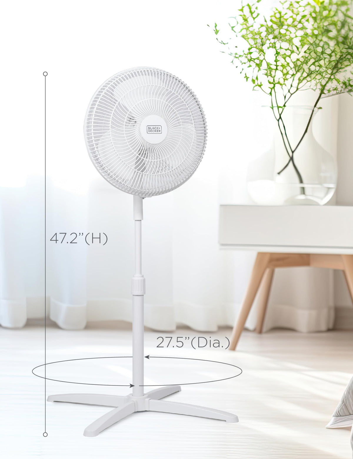 16-Inch Oscillating Pedestal Fan, 3 Speeds, White I5167