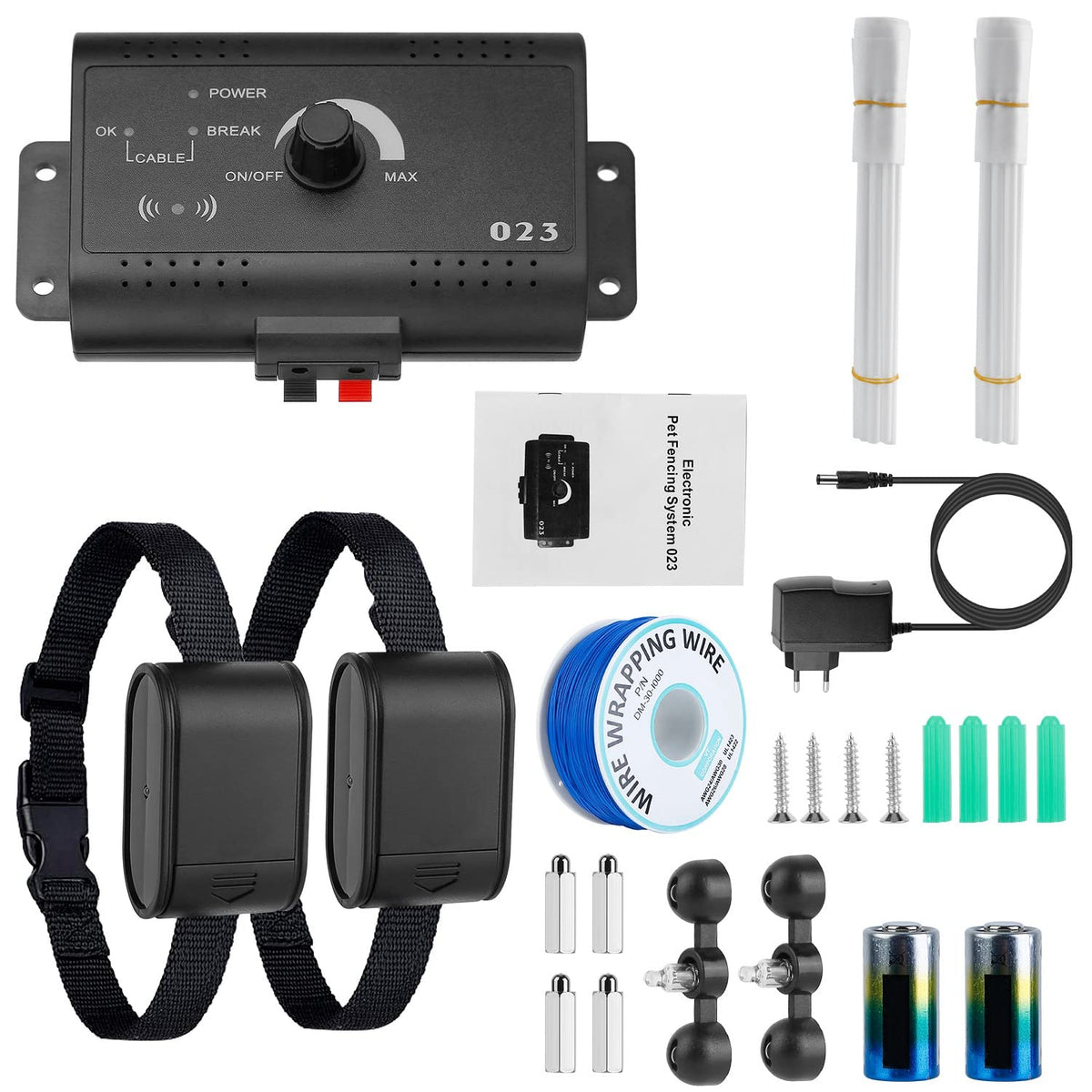 Electric Dog Fence System for 2 Dogs with 2 Waterproof Receiver Collars B5266