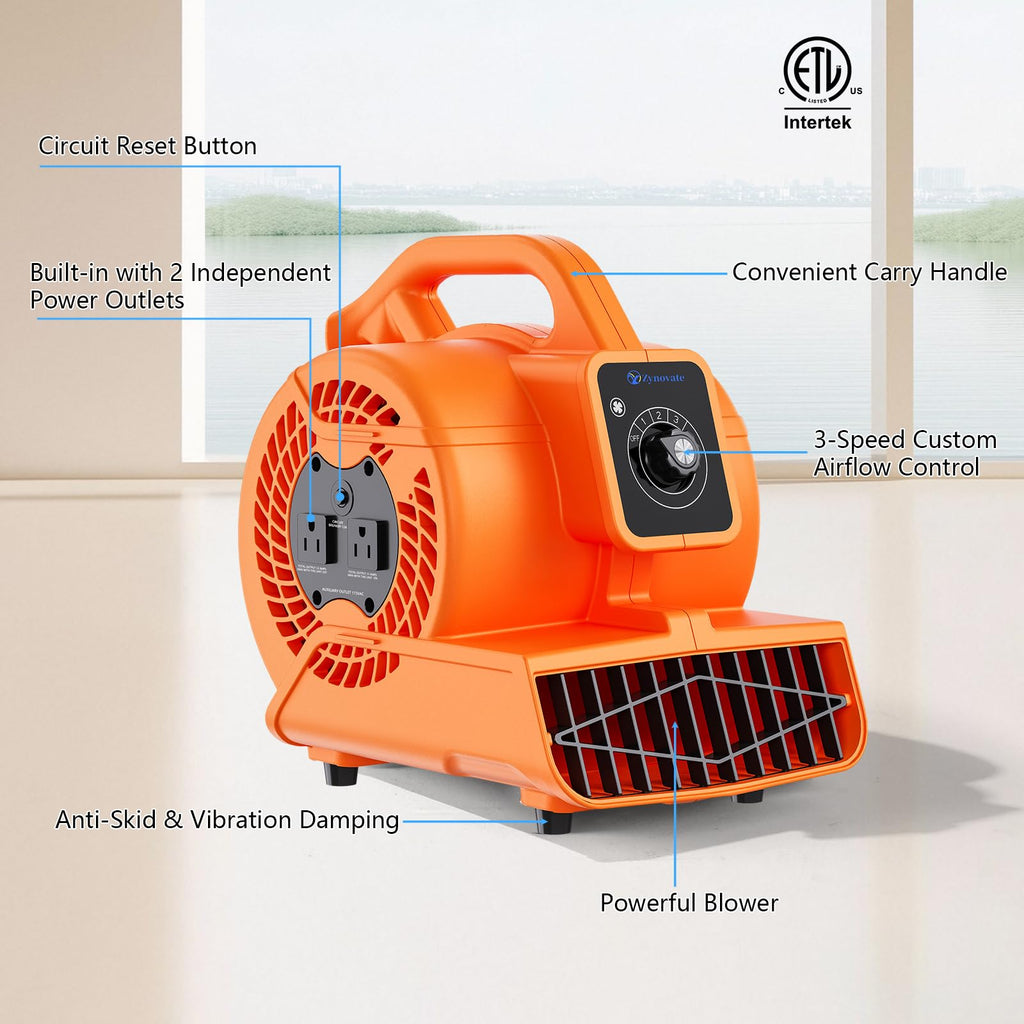 1/6 HP 600 CFM Portable Air Mover Blower Fan V8329