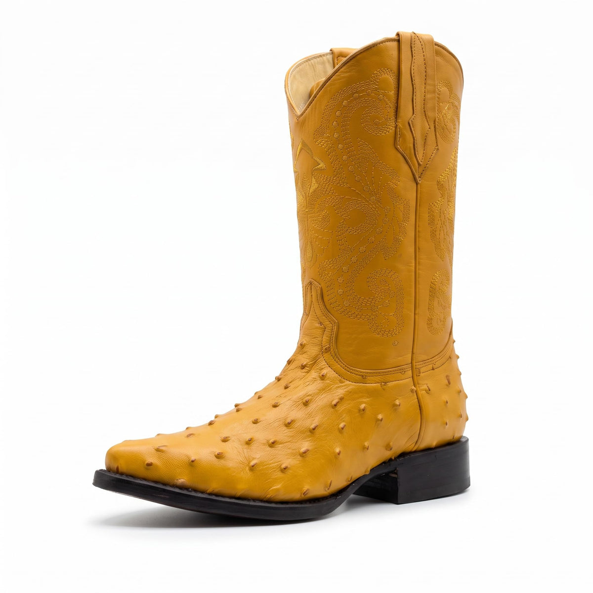 Mens Leather Cowboy Boots Embossed Ostrich Quill Print U166