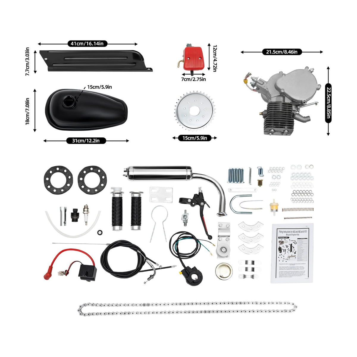 100cc 2 Stroke Bicycle Engine Motor Kit with 36 Tooth Sprocket D9163