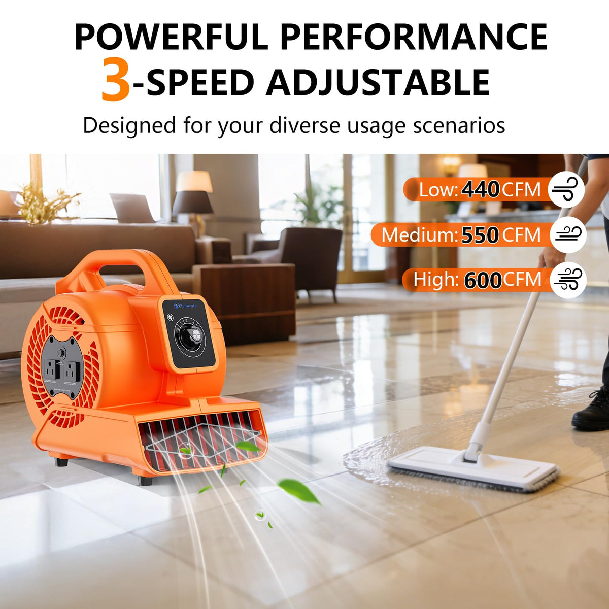 1/6 HP 600 CFM Portable Air Mover Blower Fan V8329