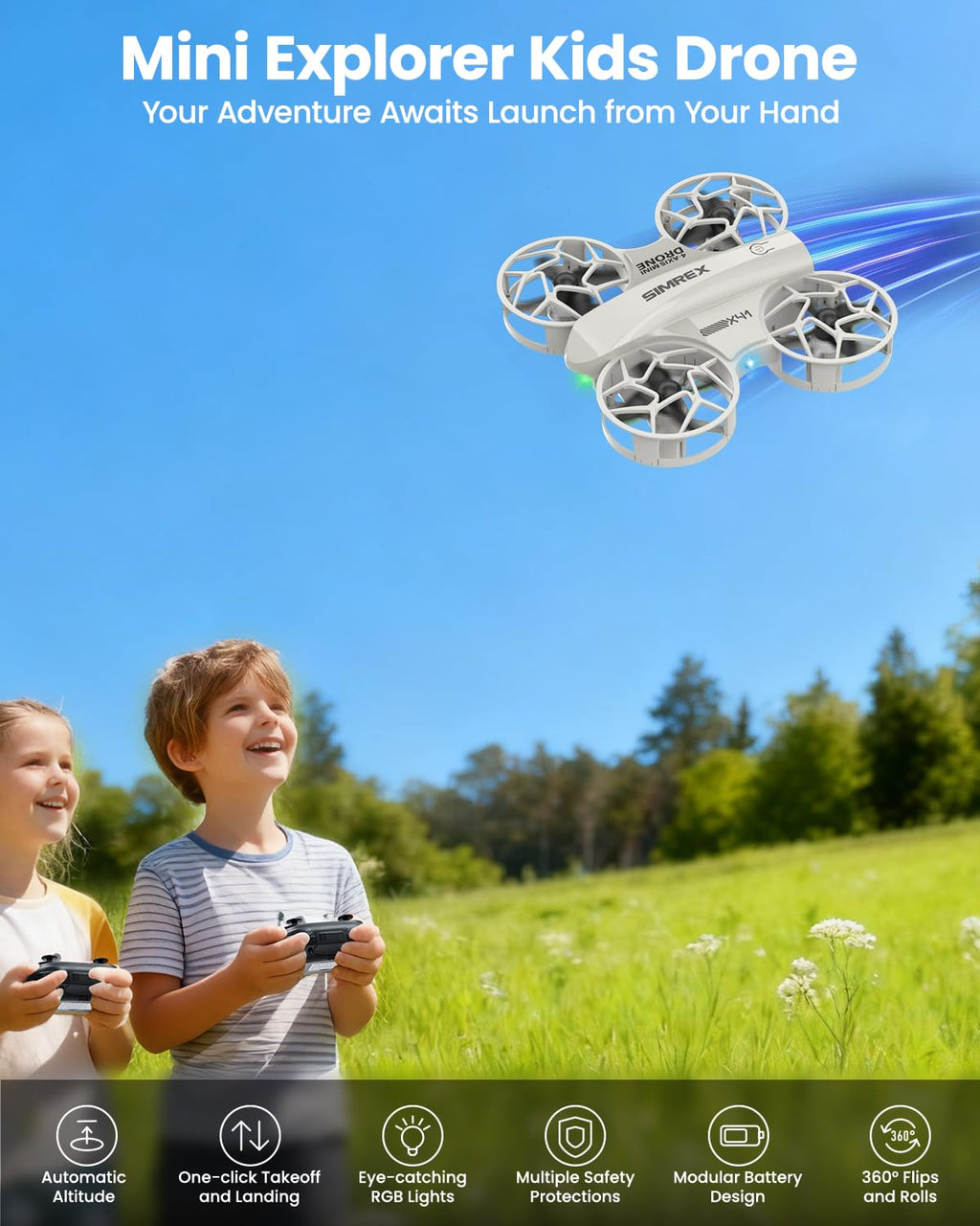 Mini Drone with 360° Flip & LED Lights, Gray T282