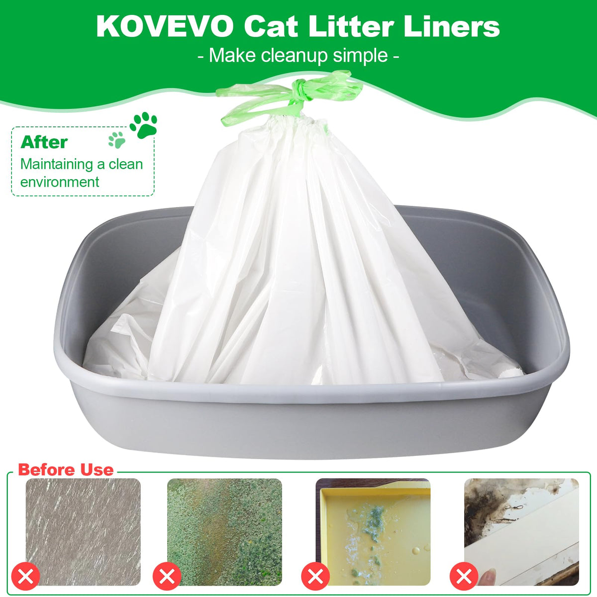 100 PCS Jumbo Cat Litter Box Liners 36"x19" K18280