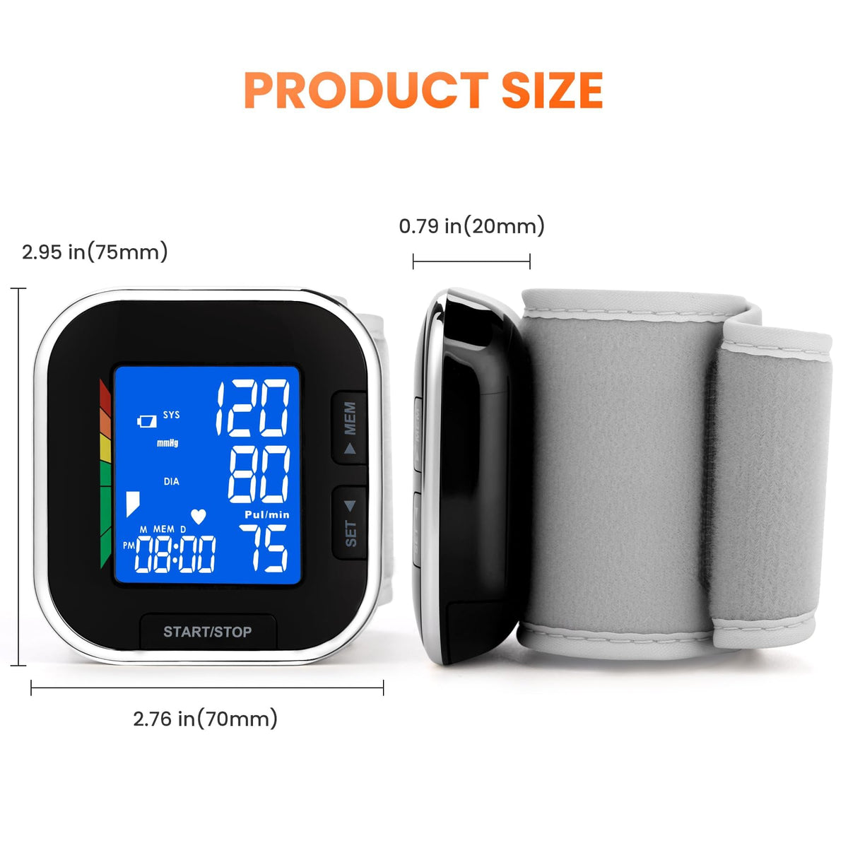 Wrist Blood Pressure Monitor with Backlit LCD H700