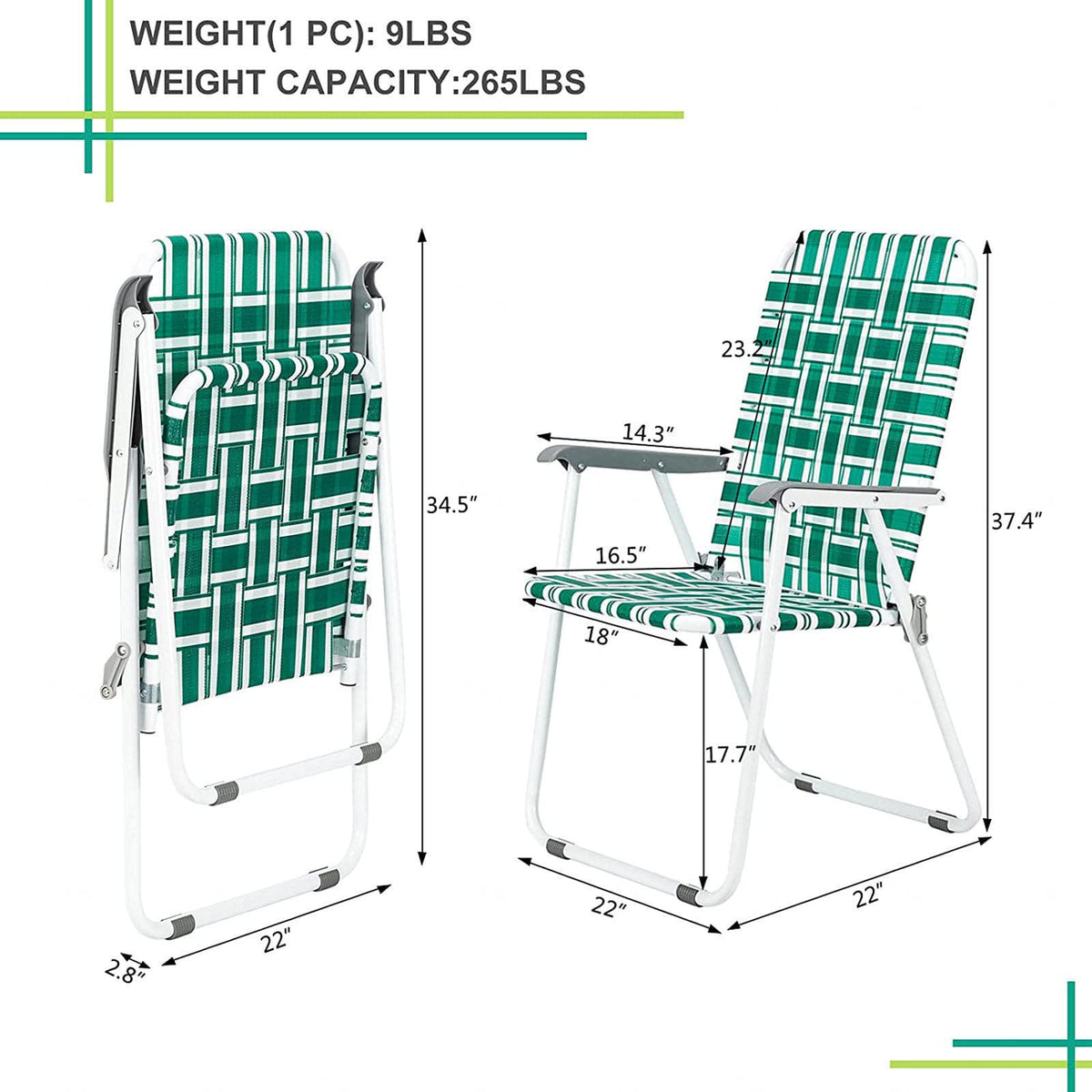 Folding Webbing Chair Set, 2 Pack V822