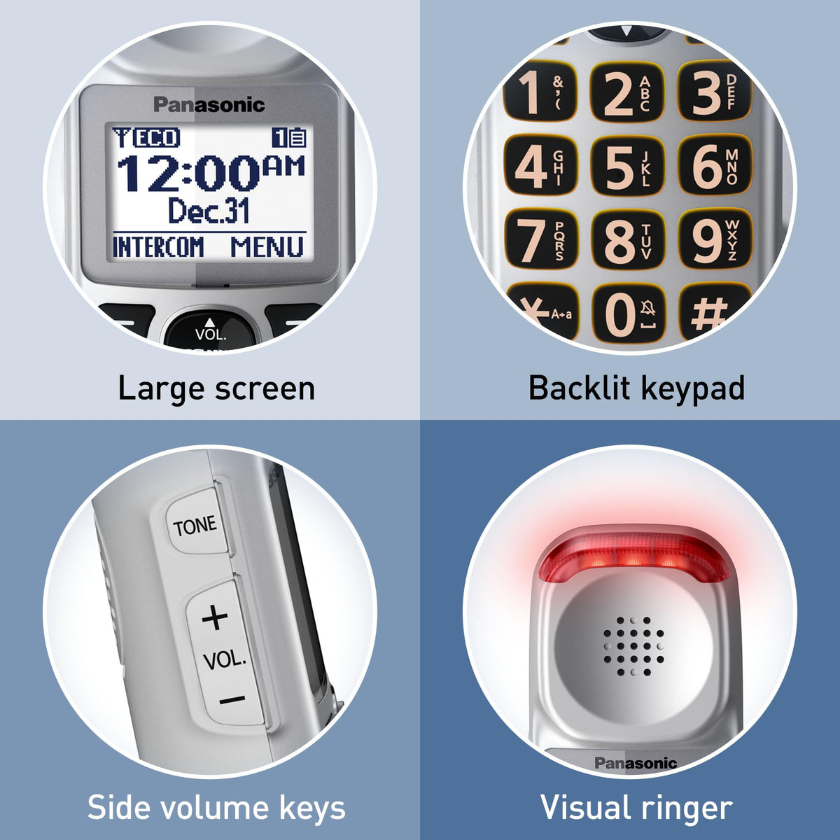 Amplified Cordless Phone with Slow Talk and Hearing Aid Compatibility H938