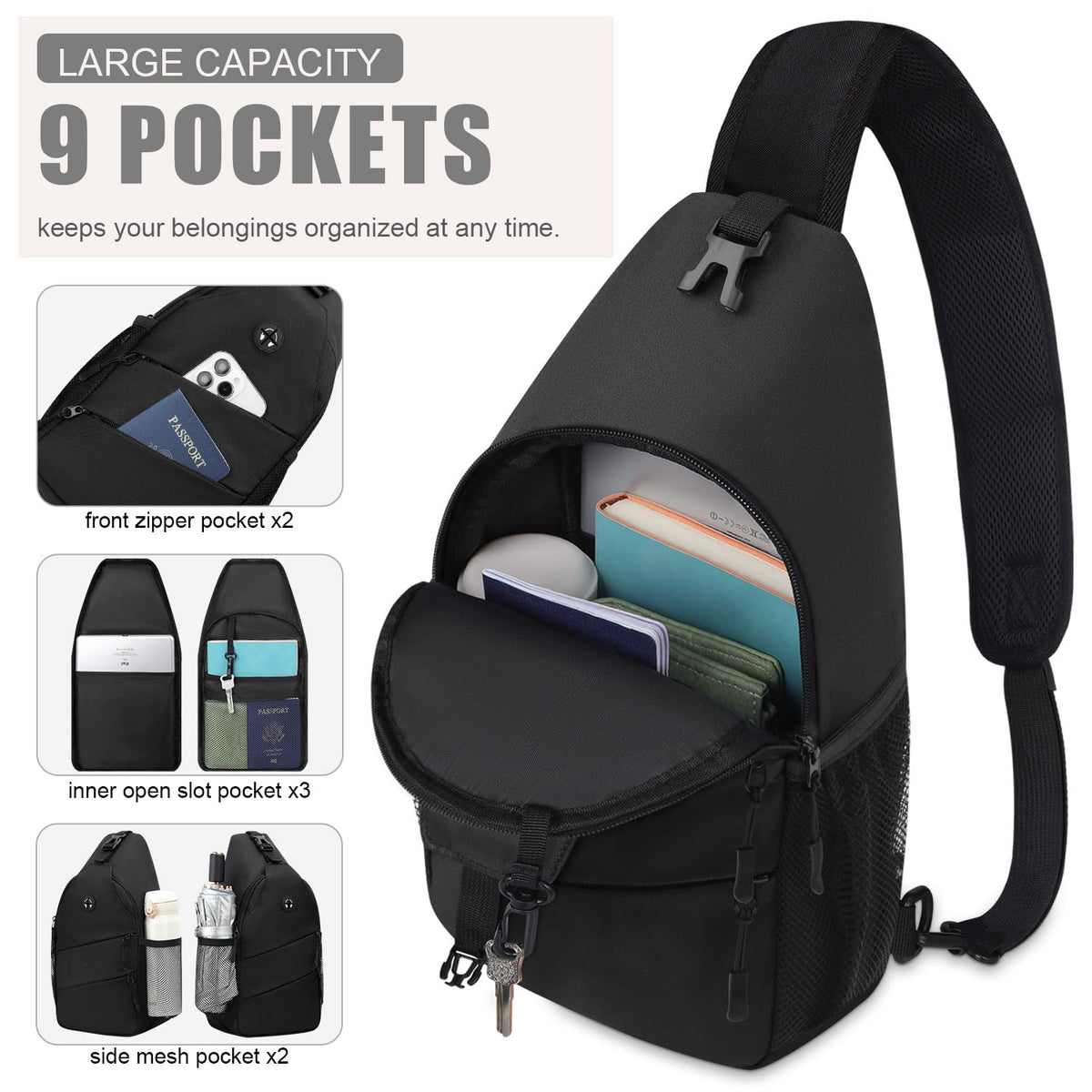Crossbody Sling Bag with Convertible Shoulder Strap X600