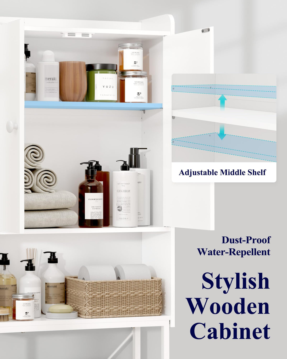 Over Toilet Storage Cabinet with Adjustable Shelf O77599