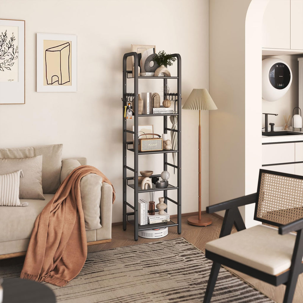 5 Tier Black Metal Bookshelf I397