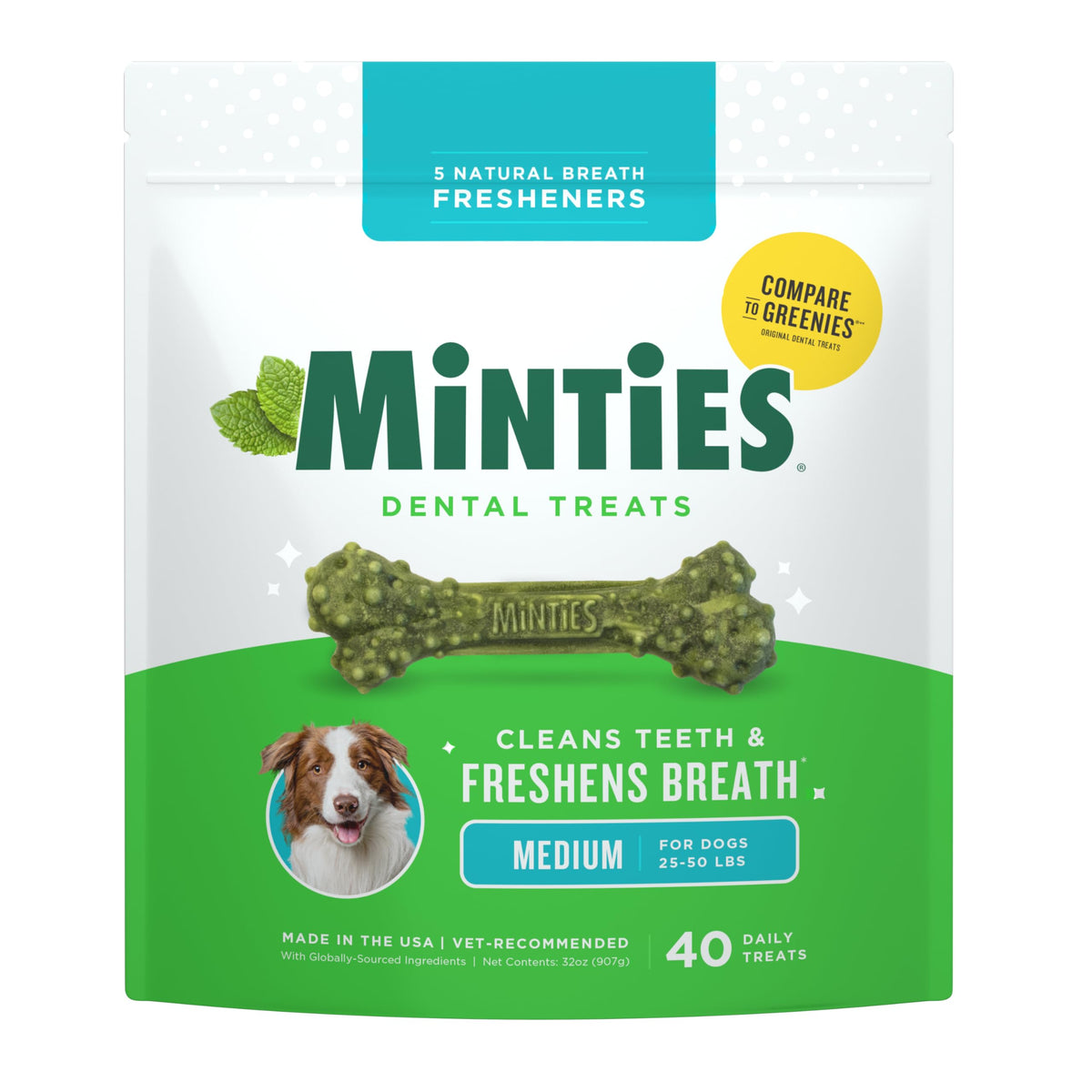 Mint Dental Chews for Dogs, 40 Ct H61364