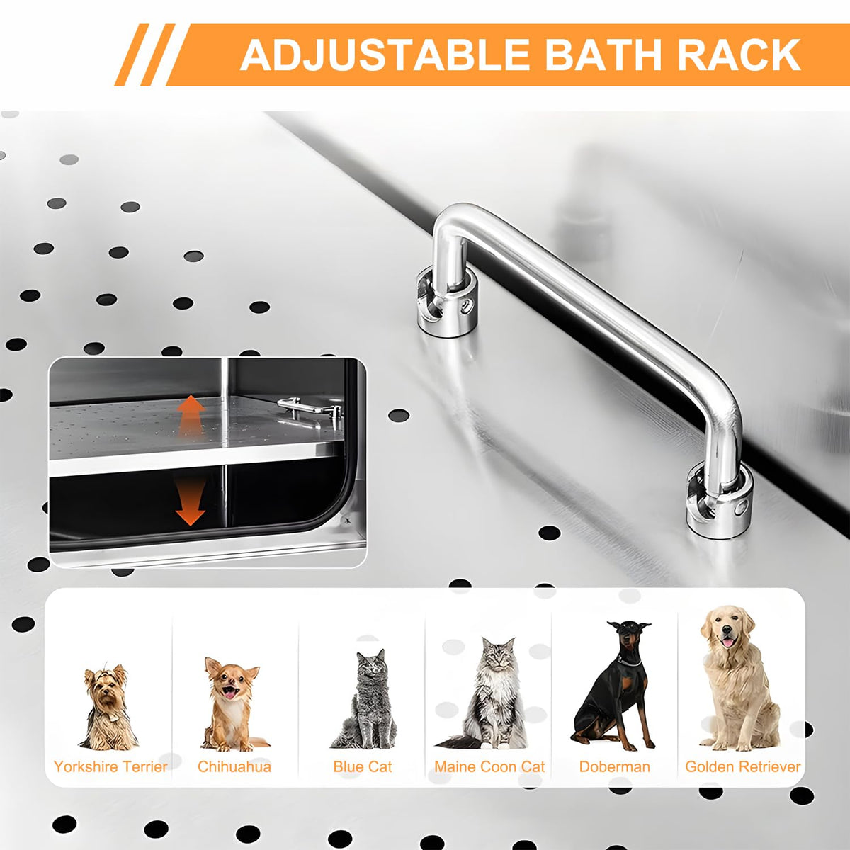 Stainless Steel Dog Washing Station with Stairs G62313