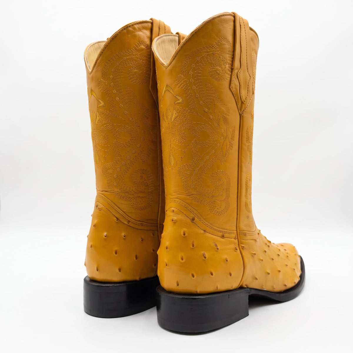 Mens Leather Cowboy Boots Embossed Ostrich Quill Print U166