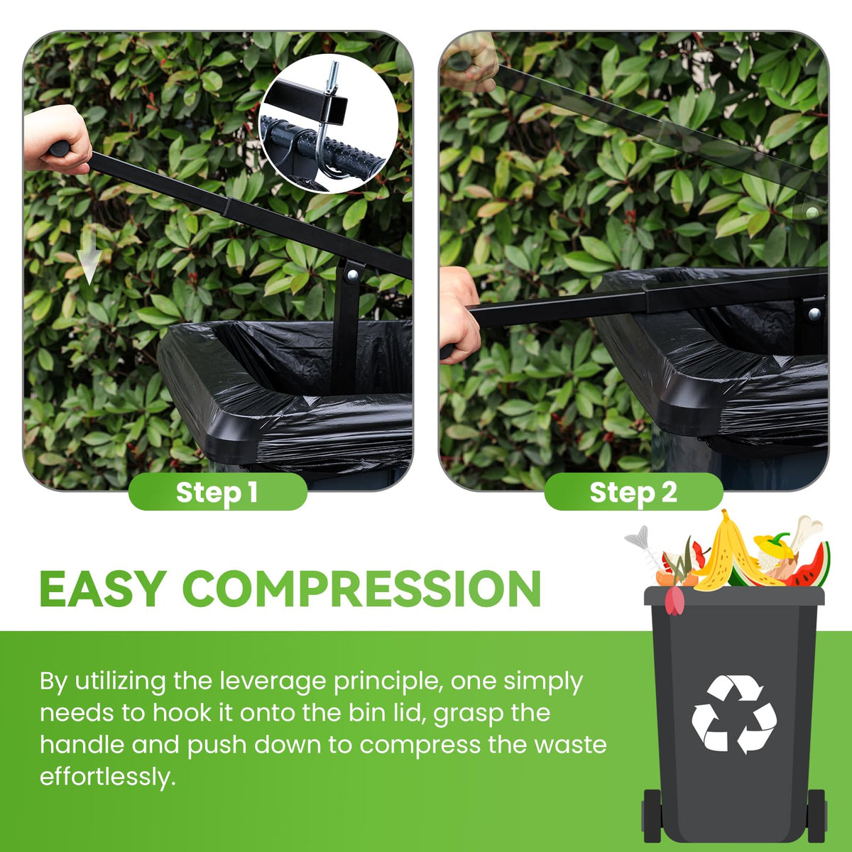 Manual Trash Compactor with Adjustable Handle C933717