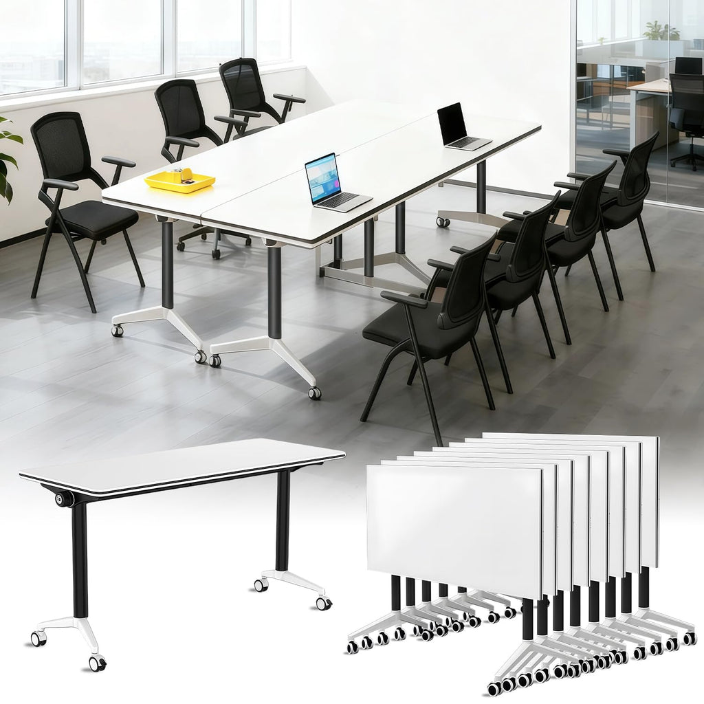 Foldable Mobile Seminar Table with Locking Casters, 8 Pack O913821