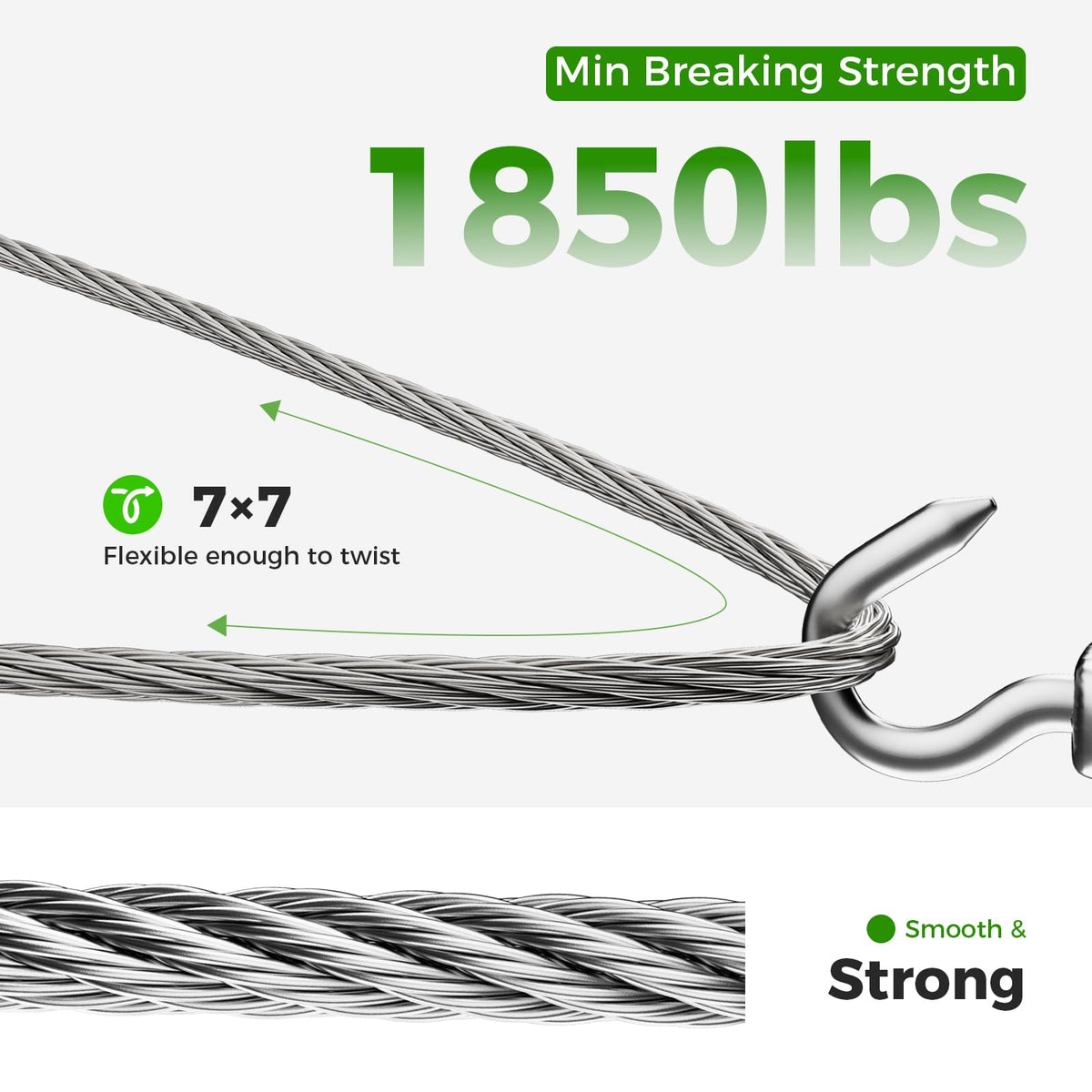 1/8” T316 Stainless Steel Cable 7x7 Wire Rope V649090