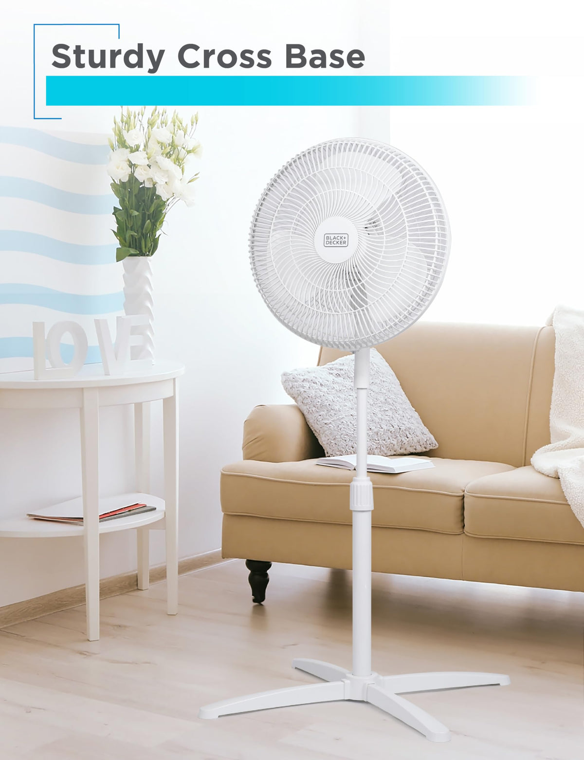16-Inch Oscillating Pedestal Fan, 3 Speeds, White I5167