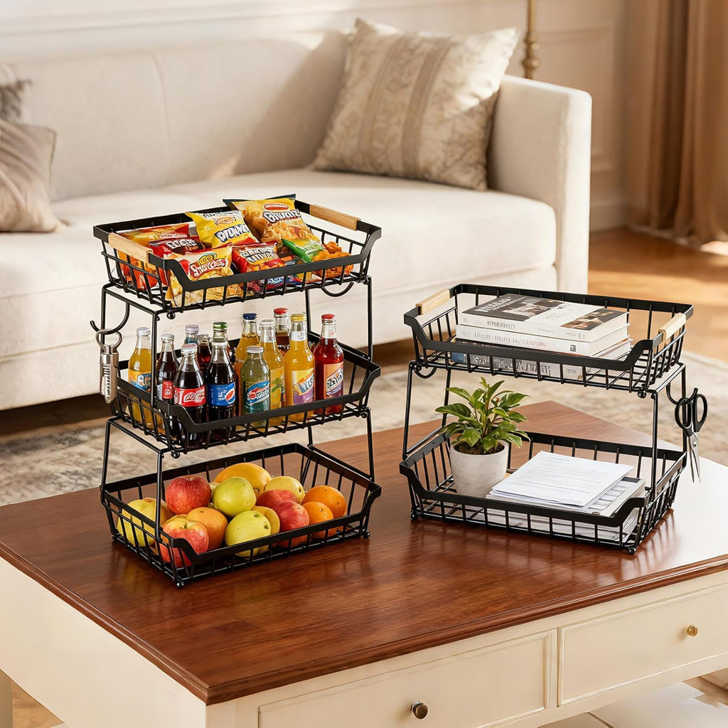 3 Tier Fruit Basket with 2 Banana Hangers Y554