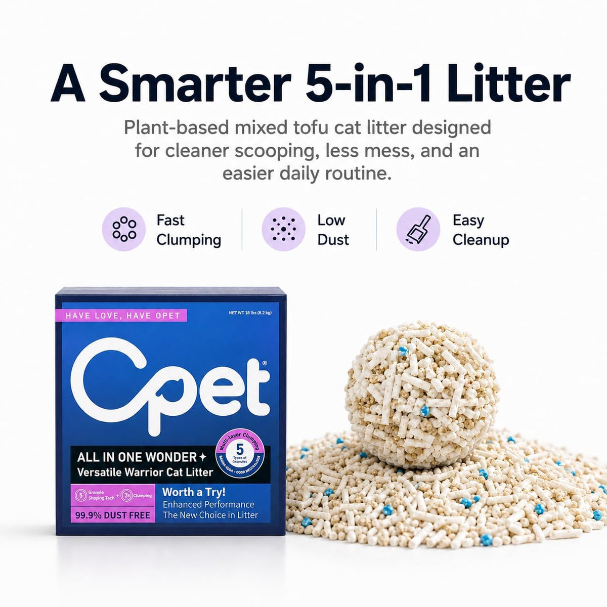Tofu & Bentonite Mixed Cat Litter 18LB Lavender Scented Clumping Q59890