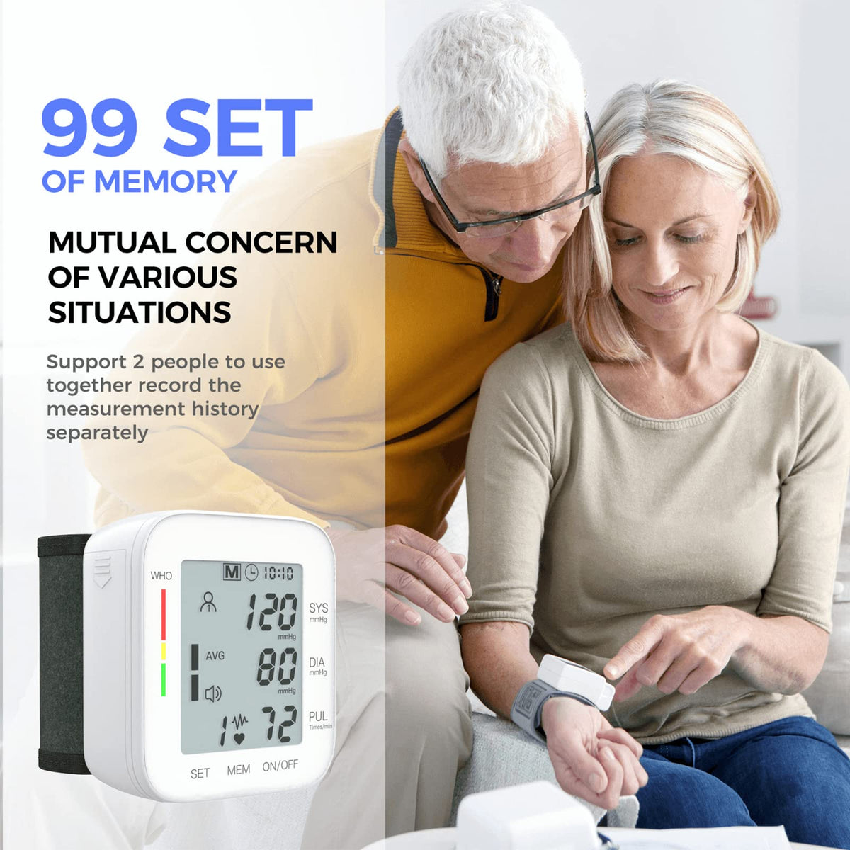 White Wrist Blood Pressure Monitor with Carrying Case G774