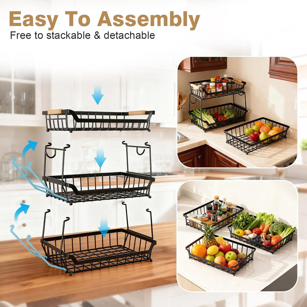 3 Tier Fruit Basket with 2 Banana Hangers Y554