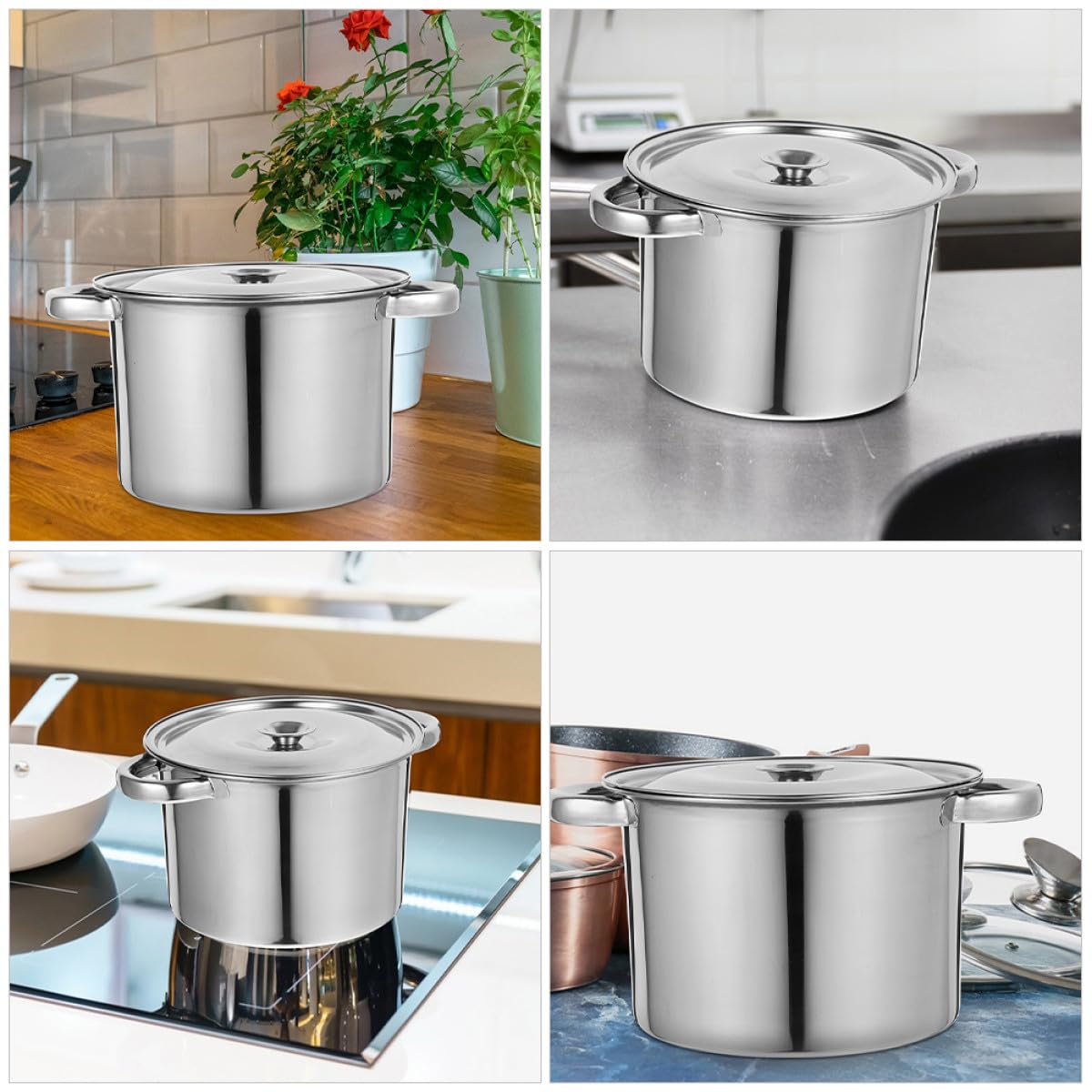 Stainless Steel Double Handle Soup Pot with Lid W571