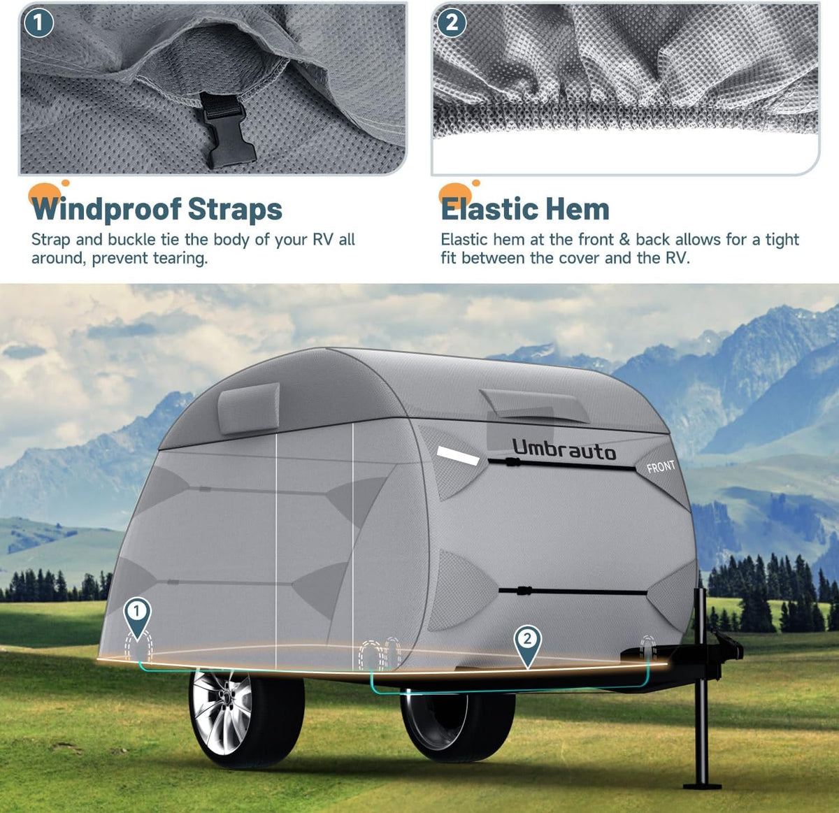 12-15 Camper 7 Layers Waterproof Teardrop Trailer Cover Y231