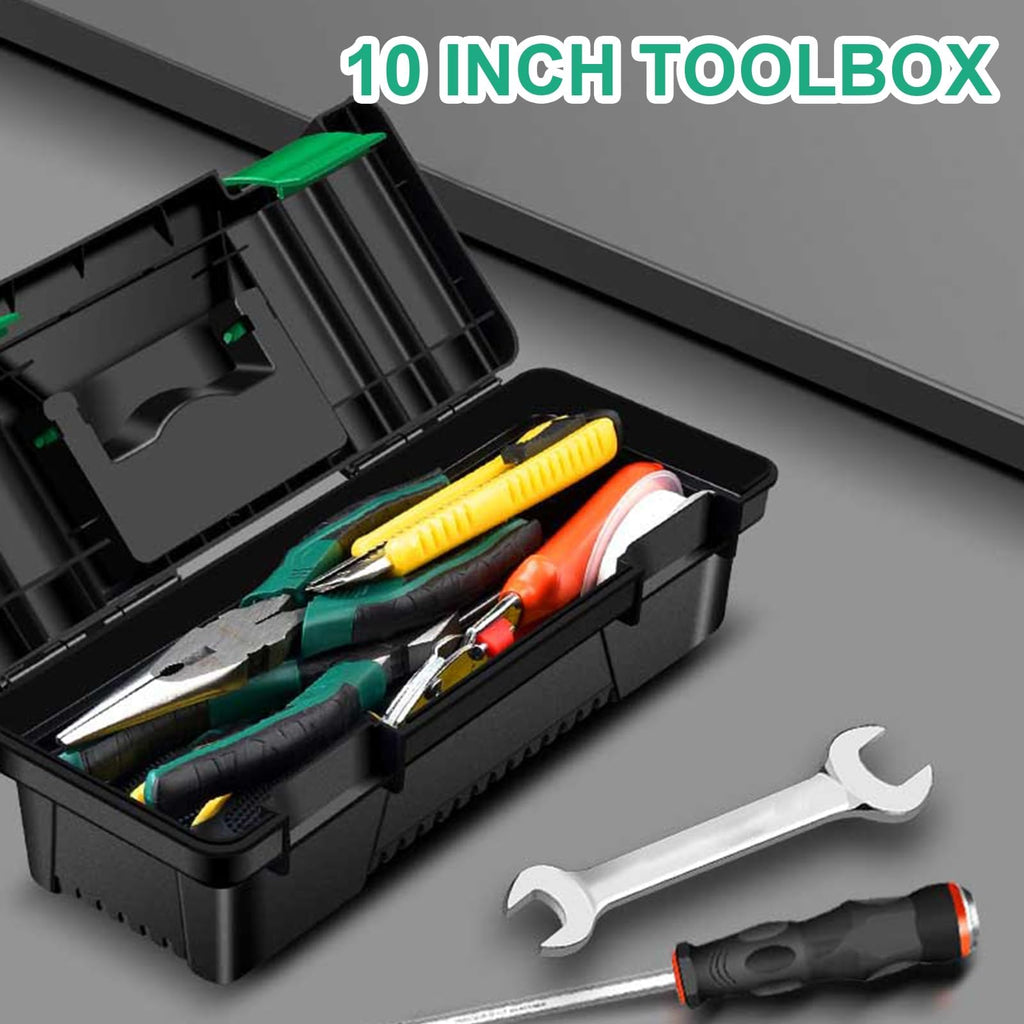 10-inch Plastic Tool Box with Handle and Removable Tray D574853