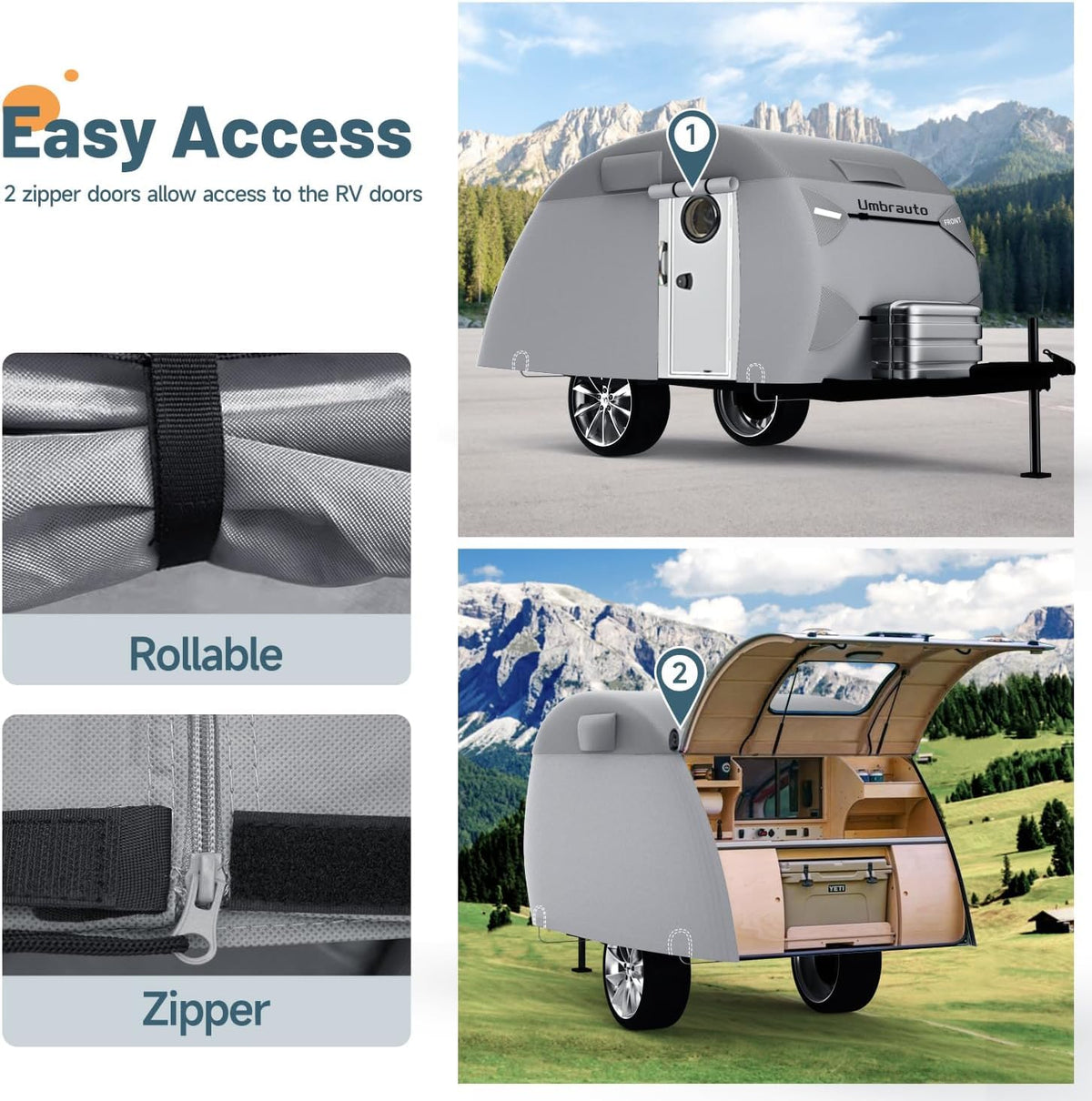 12-15 Camper 7 Layers Waterproof Teardrop Trailer Cover Y231