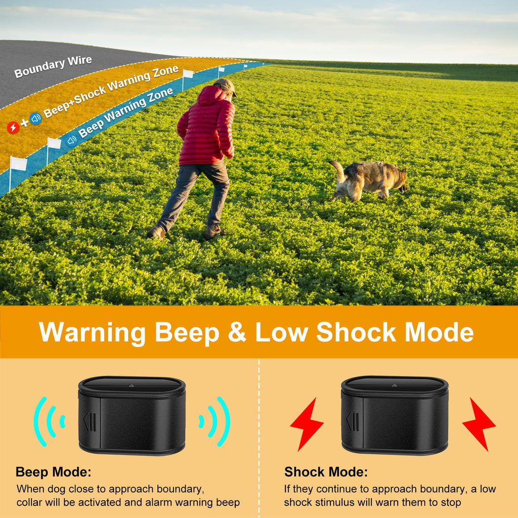 Electric Dog Fence System for 2 Dogs with 2 Waterproof Receiver Collars B5266